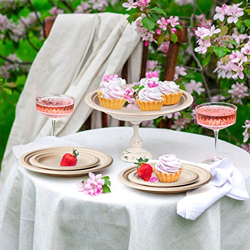 100% Compostable Plates 9 Inch 150 Pack Disposable Plates Heavy (Brown / 9in 150pcs)