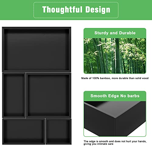 Black Bamboo Bathroom Drawer Organizer (Black)