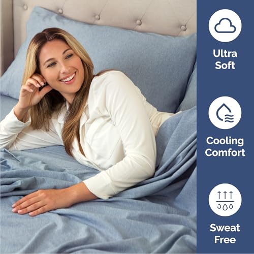Cal King Size 4 Piece Sheet Set (39 - Heathered Blue / California King)