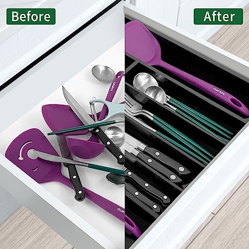 Bamboo Silverware Drawer Organizer (Black / Small)