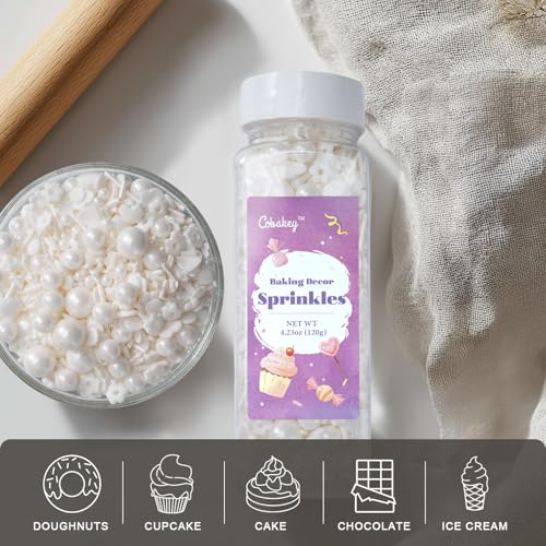White Lovers Sprinkles for Cake Decorating 4.23ounce (4.23 Ounce)