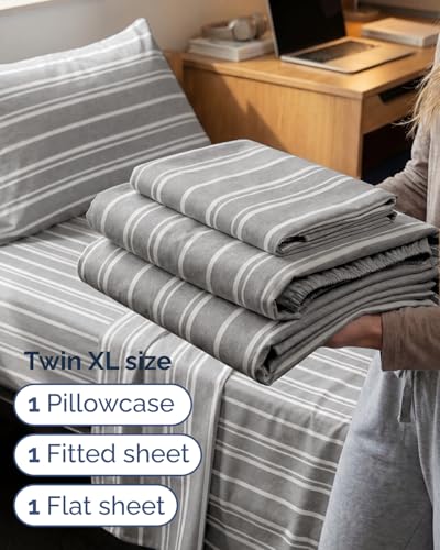 Twin XL 3 Piece Sheet Set (41 - Grey Stripes 3 / Twin XL)