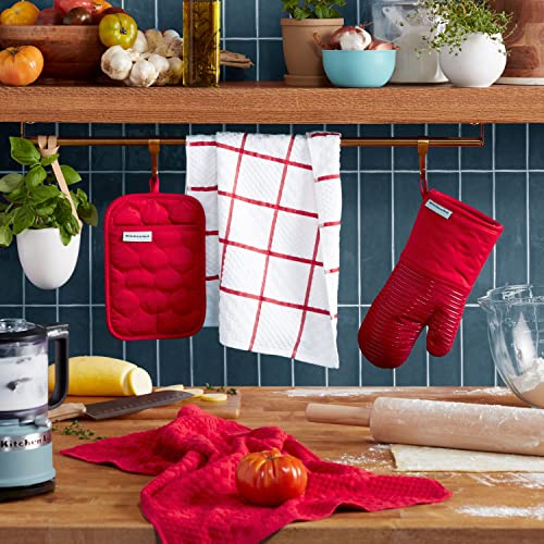 Quilted Cotton Terry Cloth Oven Mitt (Passion Red)