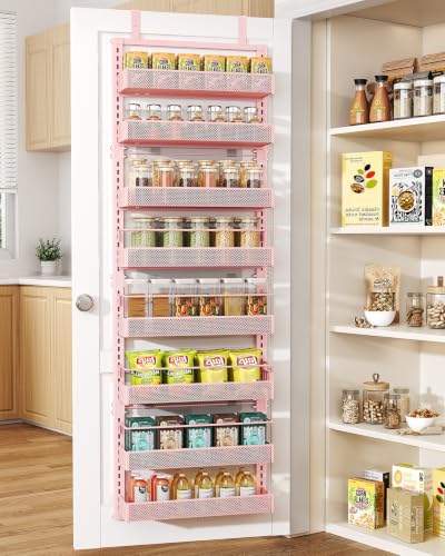 8 Tiers Over the Door Organizer (Pink / 17" W x 6" D x 69" H)