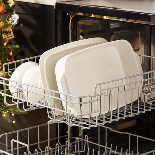 Large Ceramic Casserole Dish with Lid (White)