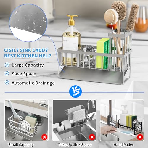 Sink Caddy Organzier with High Brush Holder