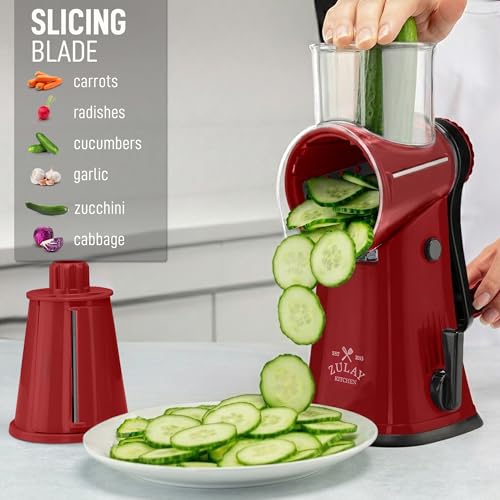 Rotary Cheese Grater Manual Hand Crank 5 Blade Shredder