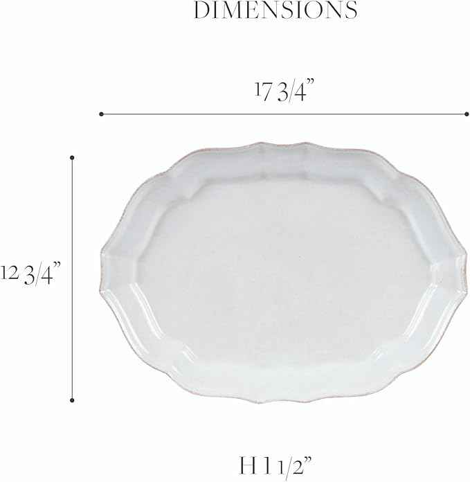 Casafina Ceramic Stoneware 18'' Oval Platter - Impressions Collection, White | Microwave, Dishwasher, Oven & Freezer Safe Dinnerware | Food Safe Glazing | Restaurant Quality Serveware