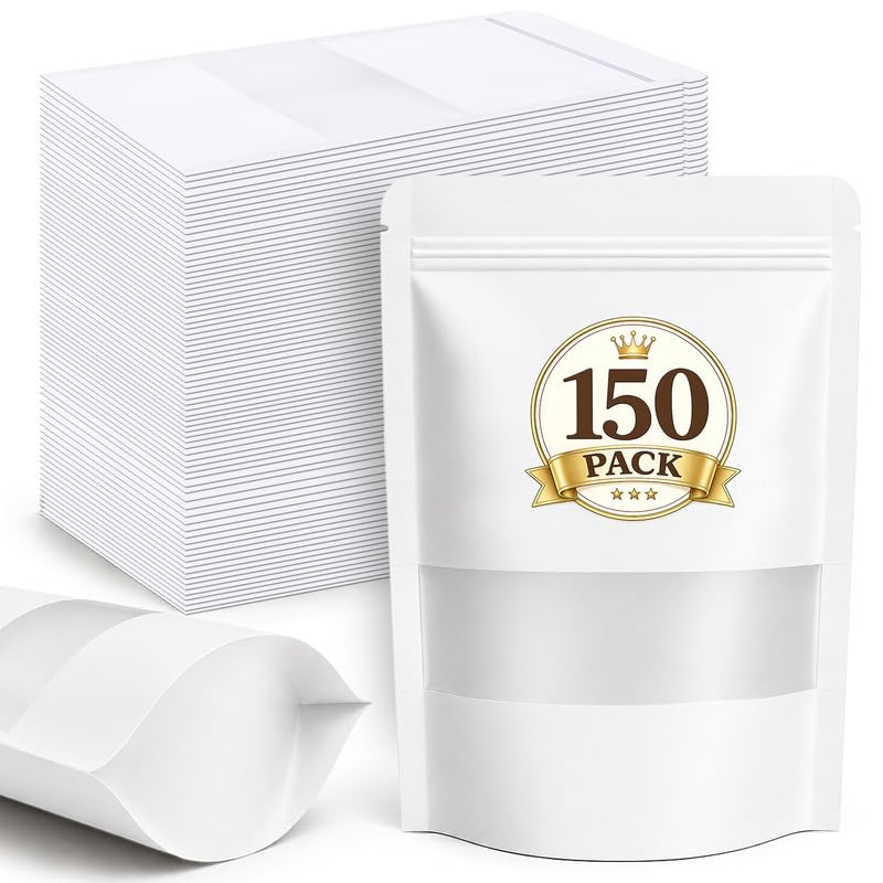 150 Pack Resealable Treat Bags (White / 150 Pack 7.1x10.2in (18x26cm))