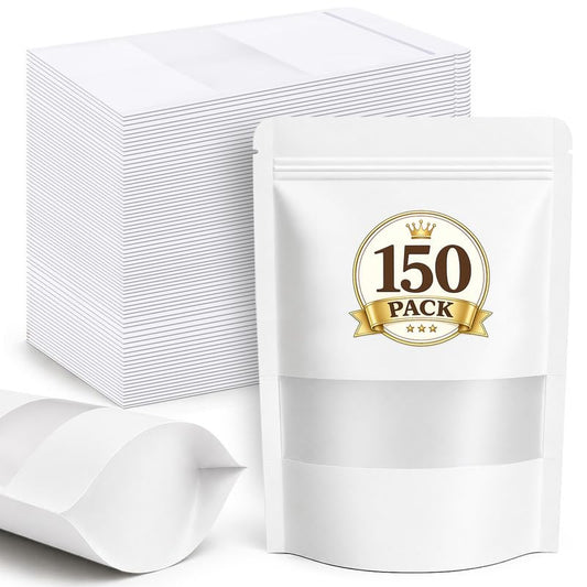 150 Pack Resealable Treat Bags (White / 150 Pack 7.1x10.2in (18x26cm))