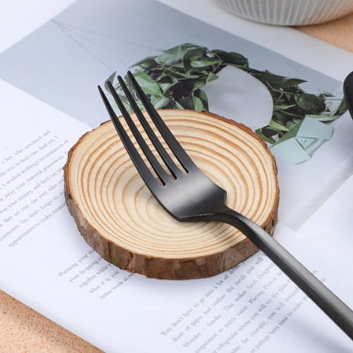Matte Silverware Set Black Flatware Set with Hexagon Handle 20 Pieces 18 (Matte Black)