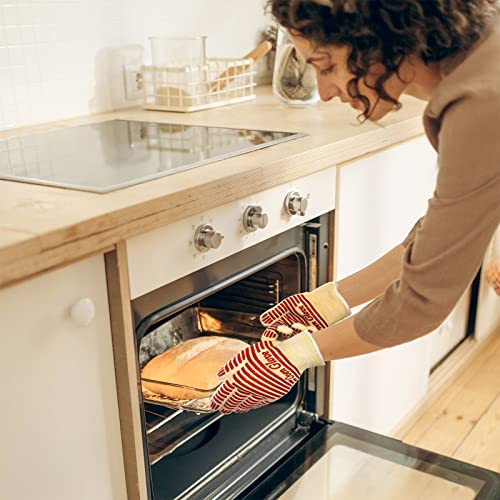 Heat Resistant Oven Gloves with Fingers (Red / One Size Fits Most)