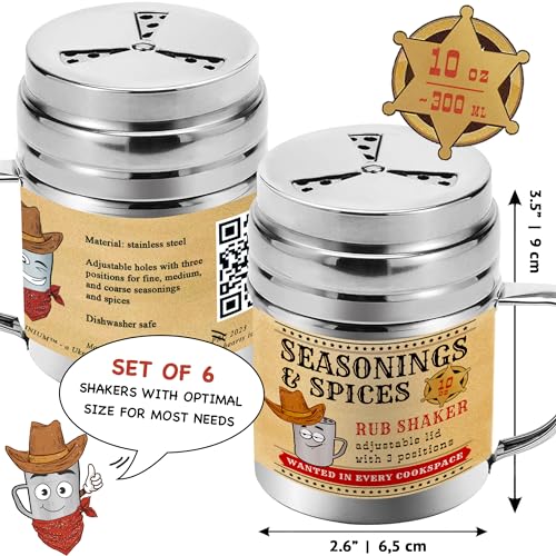 Pack of 6] 10 oz Seasonings Spice Shakers (10 Oz)