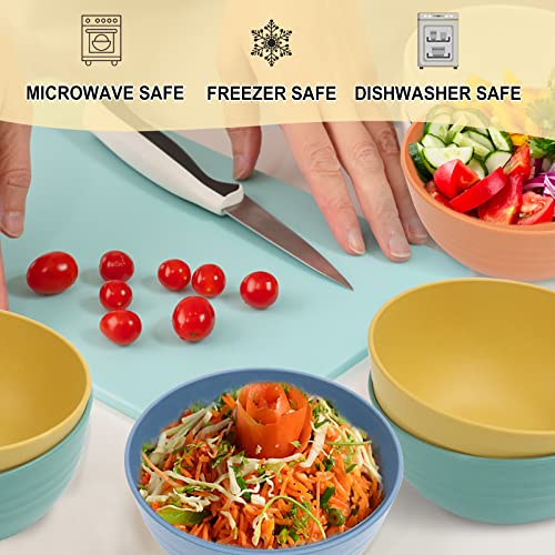 Wheat Straw Bowl Sets (26 oz / Navy blue,Green,Yellow,Orange)