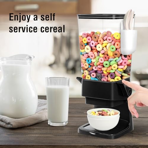 Cereal Dispenser Countertop with 2 Pack Bowls and Spoons 5.5 Qt (5.5Qt & Black & 1pack)