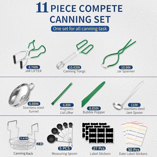 Canning Supplies Starter Kit with Canning Rack (11-Pcs Rack Set / DeGreen)
