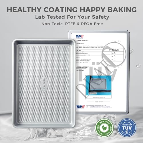 Naturally Non Toxic Baking Sheet Pan Set of 3 (Silver (Aluminized Steel))