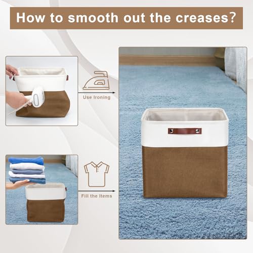 13x13 Cube Storage Bins (Brown / Off-White / Cube - 13"x13"x13")