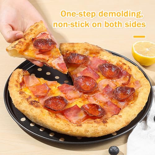 9.5,10,11''Pizza Pan for oven, Round Nonstick Pizza Pans with Holes, Carbon Steel Pizza Baking Tray for Home Kitchen 3 Pack (9.5,10,11 Inch Pizza Pan (3 Piece))