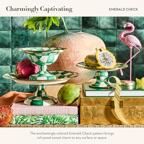 Enamel Compote (Large / Emerald Check)