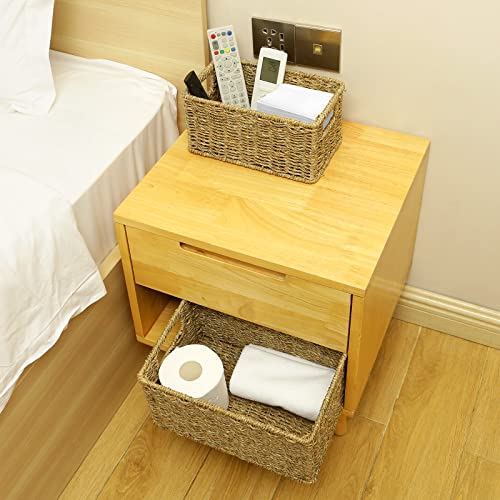 Wicker Baskets for Storage (12 x 8 x 6 inches / Natural (Seagrass))