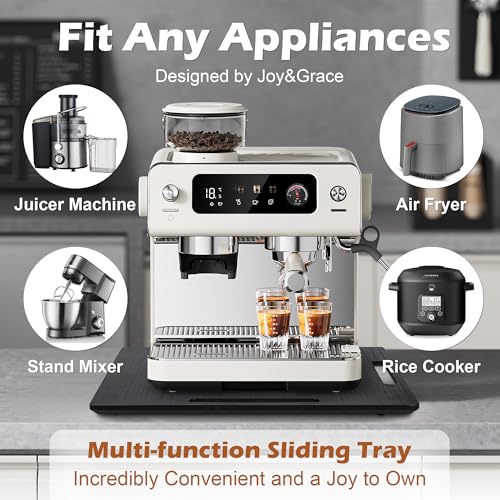 Appliance Slider for Kitchen Appliances 360° Rolling Sliding Tray for Coffee Maker Countertop (Medium (14.5" x 13") / Black)