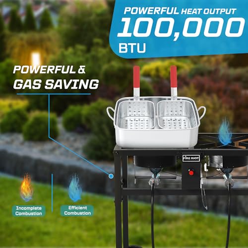 36QT Outdoor Propane Deep Fryer with Rolling Cart (36QT (18QTX2))