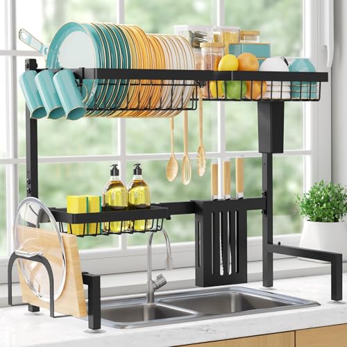 Over The Sink Dish Drying Rack (Black / Standard - 3 Baskets)
