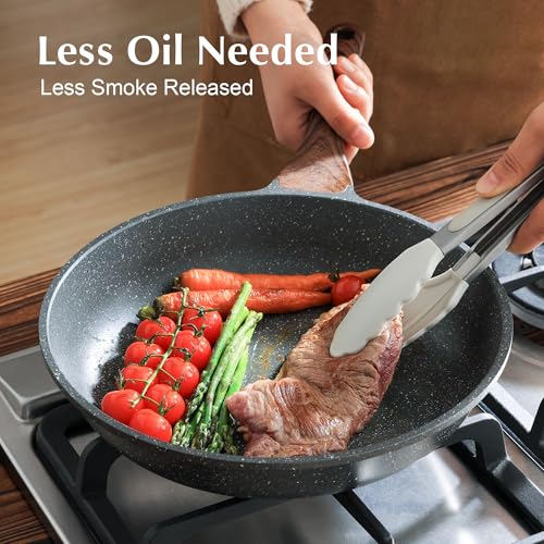 9.5inch Nonstick Frying Pan Chef's Pan with Glass Lid