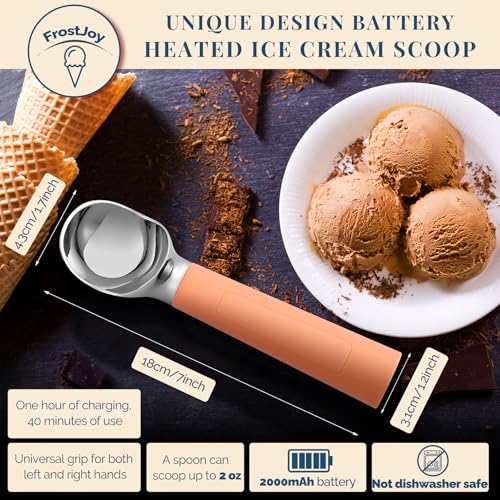 Heated Ice Cream Scoop Rechargeable (Peach Fuzz / 2 oz)