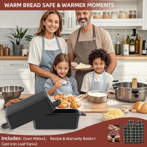 9×5 Inch Cast Iron Loaf Pan with Lid (2 Count)