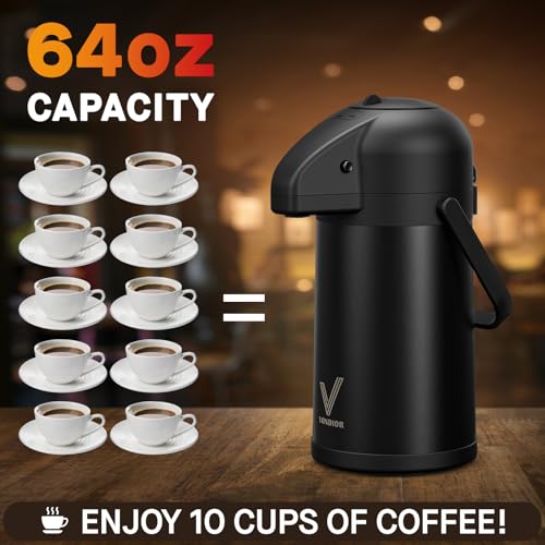 Airpot Coffee Carafe for Keeping Hot (64 Ounces / Black-1 Pack)