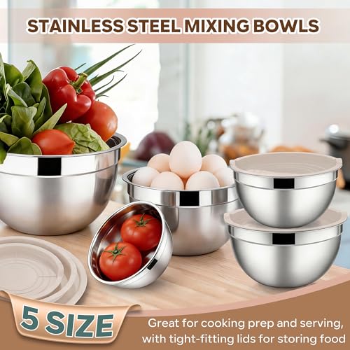 Mixing Bowls with Lids Set (Khaki / 10 Piece)