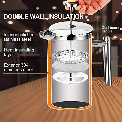 French Press Coffee Maker (Silver / 50 oz)
