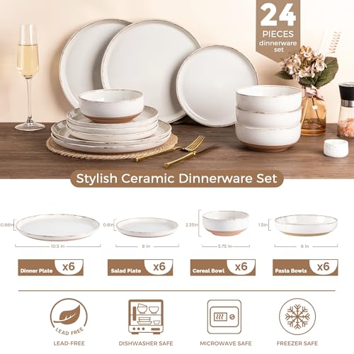 Dinnerware Sets for 6 (Light Beige / Service For 6(24Pcs))