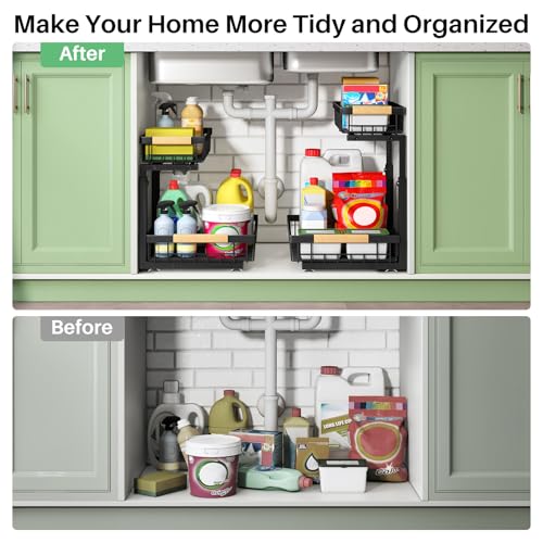 Under Sink Organizer (Black / 2 Pack)