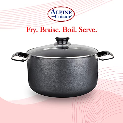 10 Quart Non stick Stock Pot with Tempered Glass Lid and Carrying Handles (10-Quart Stock Pot / Open Stock)