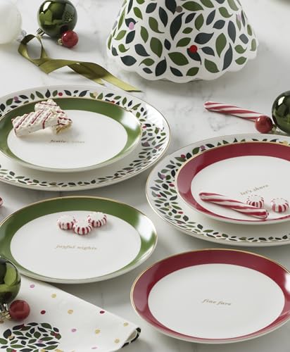 Evergreen Rim Christmas Plates (Rim Accent Plates, Set of 4)