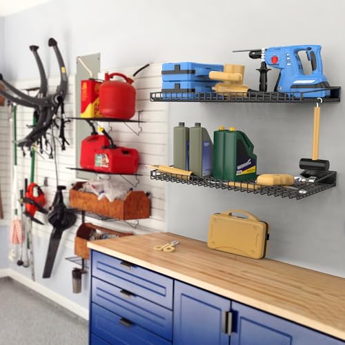 2 Pack Garage Wall Shelf (Black)