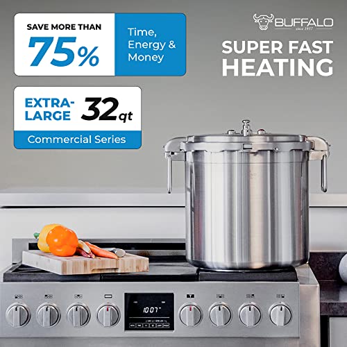 32 Quart Stainless Steel Pressure Cooker Extra Large Canning Pot with Lid for Commercial Use (32 Quarts / QCP430)