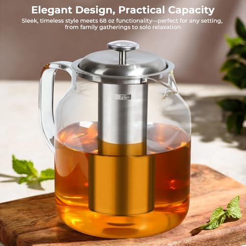 68oz Glass Teapot with Thermometer (68 fluid ounces with thermometer)