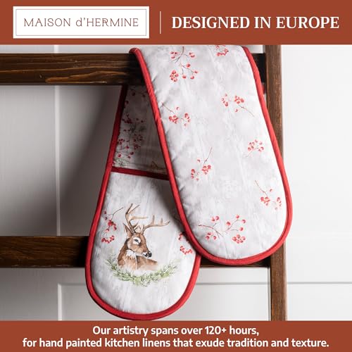 Double Oven Mitts 100% Cotton Double Oven Glove (091 - Mountain Life / 7" x 35" (Double Oven Mitt))