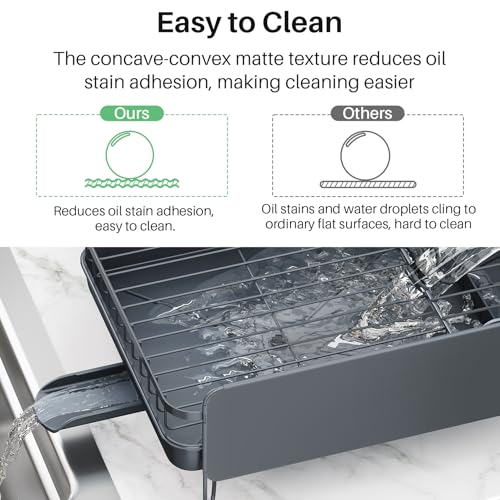 Large Dish Drying Rack for Kitchen Counter (Gray)