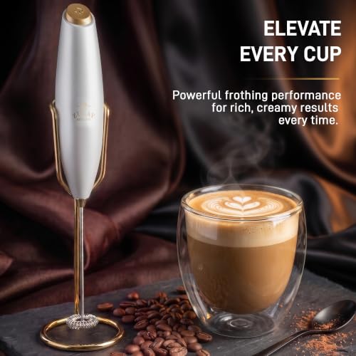 Powerful Milk Frother Wand With Duracell Batteries (Gift Box Silver & Gold / Z1 Motor + Batteries)