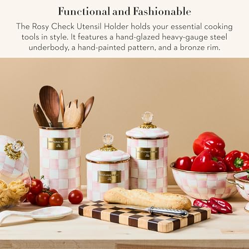 Enamel Utensil Holder (Rosy Check)