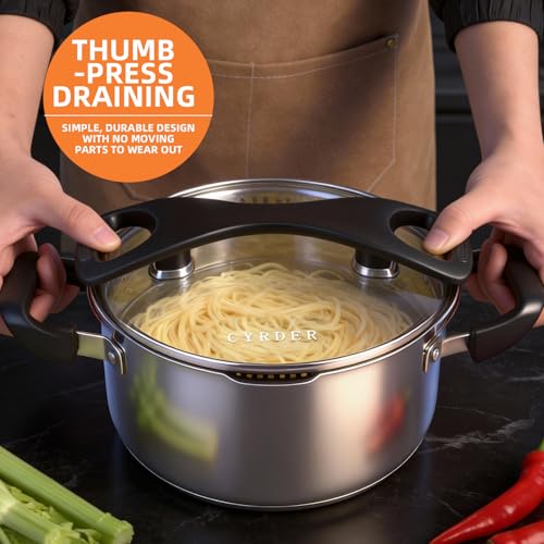 Stainless Steel Pasta Pot with Pour Spout and Strainer