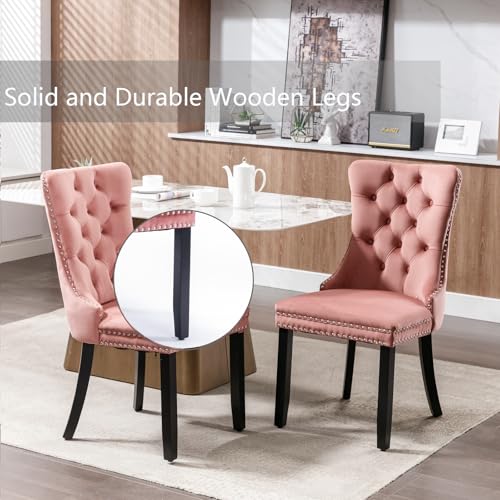 Pink Velvet Dining Chairs Set of 4