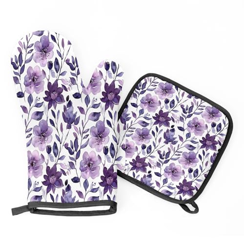 Flower Oven Mitts and Pot Holders Sets (2 Count)