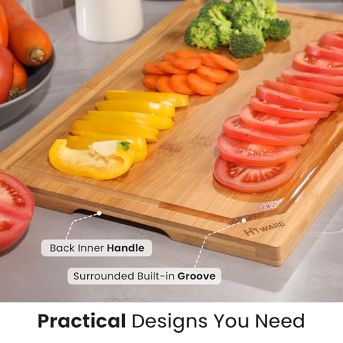 Extra Large 18" x 12" Bamboo Cutting Board for Kitchen (Natural / 18"L x 12"W)