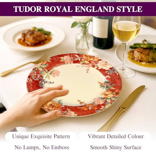 12 Piece Porcelain Dinnerware Set for 4 (12 / Crimson)
